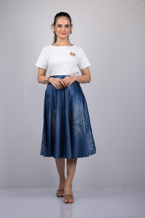 Printed Skirt For Women black Digital Print Party Wear Skirt (OTLKT1013)